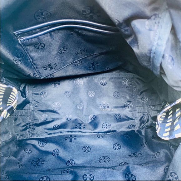 Tory Burch Navy and White Checkered Backpack - Picture 12 of 16